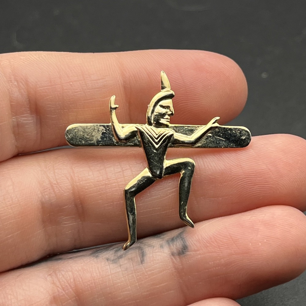 Vintage Girl Guides Brownies Dancing Pixie Gold Tone Lapel Hat Pin
